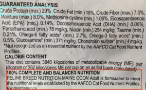 Label Maintenance Cat Food